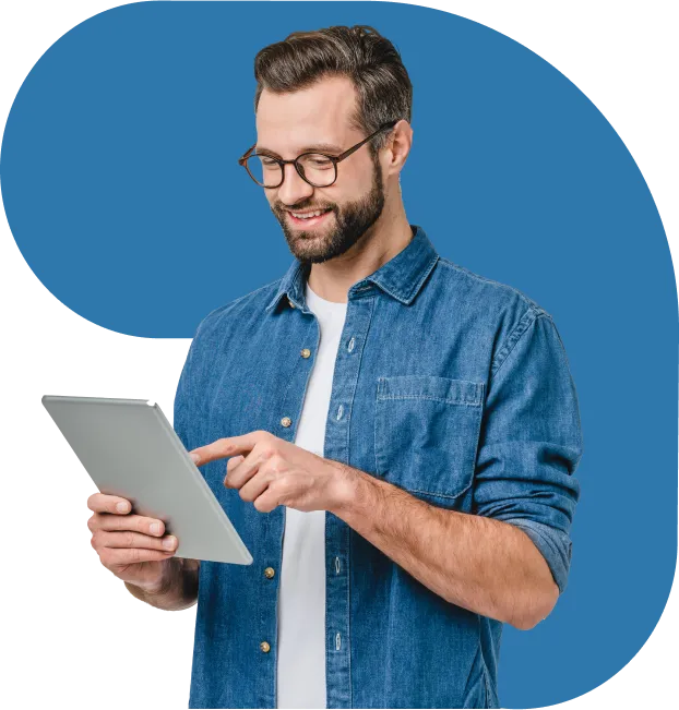 SMSF trustee reviewing his fund on a tablet
